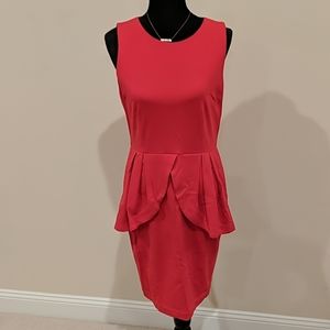 Cherry red peplum pencil dress